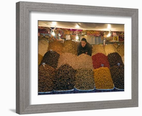 Dried Fruit Seller, Place Jemaa (Djemaa) El Fna, Marrakech (Marrakesh), Morocco, North Africa-Nico Tondini-Framed Photographic Print