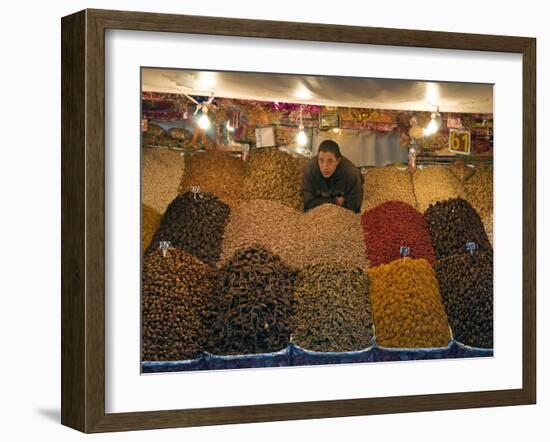 Dried Fruit Seller, Place Jemaa (Djemaa) El Fna, Marrakech (Marrakesh), Morocco, North Africa-Nico Tondini-Framed Photographic Print