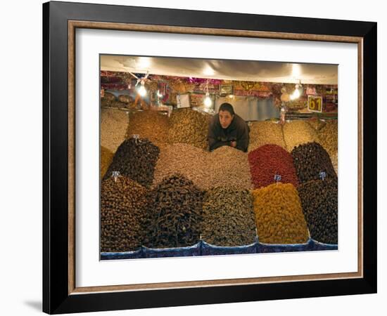 Dried Fruit Seller, Place Jemaa (Djemaa) El Fna, Marrakech (Marrakesh), Morocco, North Africa-Nico Tondini-Framed Photographic Print