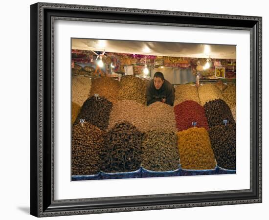 Dried Fruit Seller, Place Jemaa (Djemaa) El Fna, Marrakech (Marrakesh), Morocco, North Africa-Nico Tondini-Framed Photographic Print