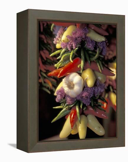 Dried Jalepeno Peppers and Garlic at Pike Place Market, Seattle, Washington, USA-Merrill Images-Framed Premier Image Canvas