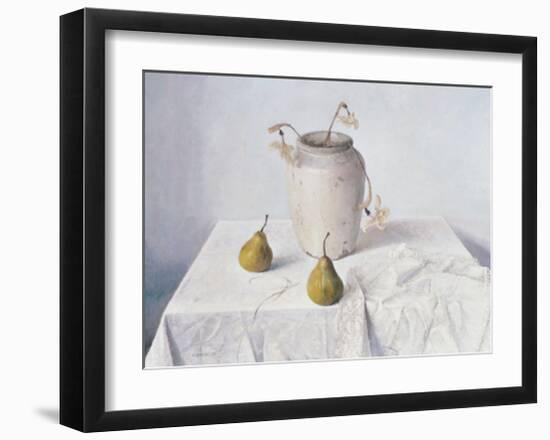 Dried Narcissi with Two Pears-Arthur Easton-Framed Art Print