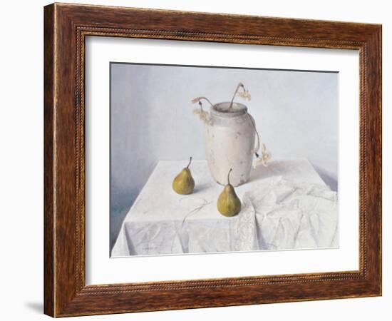 Dried Narcissi with Two Pears-Arthur Easton-Framed Art Print