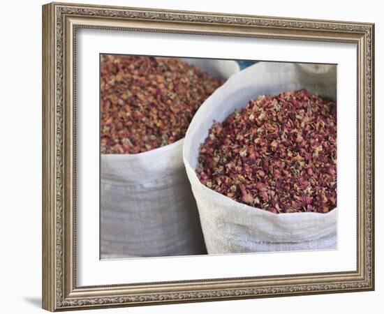 Dried Rose Petals for Sale in the Spice Souk, Deira, Dubai, United Arab Emirates, Middle East-Amanda Hall-Framed Photographic Print