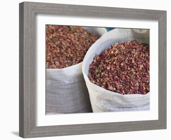 Dried Rose Petals for Sale in the Spice Souk, Deira, Dubai, United Arab Emirates, Middle East-Amanda Hall-Framed Photographic Print