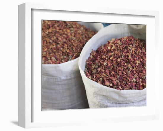 Dried Rose Petals for Sale in the Spice Souk, Deira, Dubai, United Arab Emirates, Middle East-Amanda Hall-Framed Photographic Print