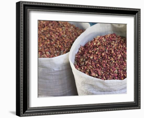 Dried Rose Petals for Sale in the Spice Souk, Deira, Dubai, United Arab Emirates, Middle East-Amanda Hall-Framed Photographic Print