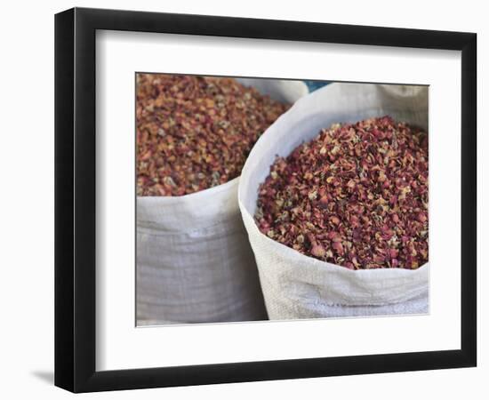 Dried Rose Petals for Sale in the Spice Souk, Deira, Dubai, United Arab Emirates, Middle East-Amanda Hall-Framed Photographic Print