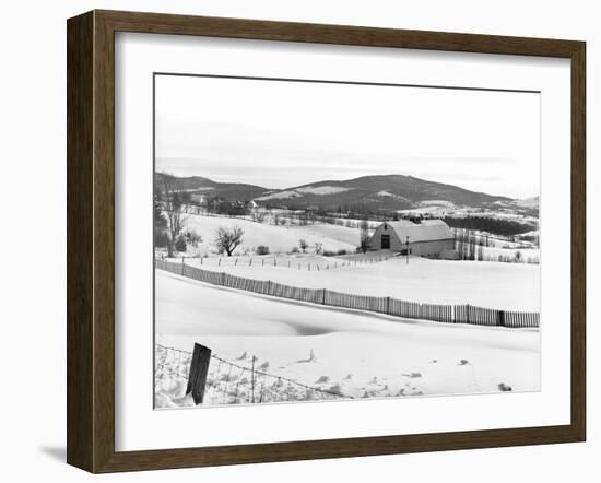 Drift Fence on Farmland-Marion Post Wolcott-Framed Photographic Print