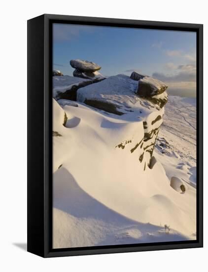 Drifting Snow on White Tor, Derwent Moor, Peak District National Park, Derbyshire, England-Neale Clark-Framed Premier Image Canvas