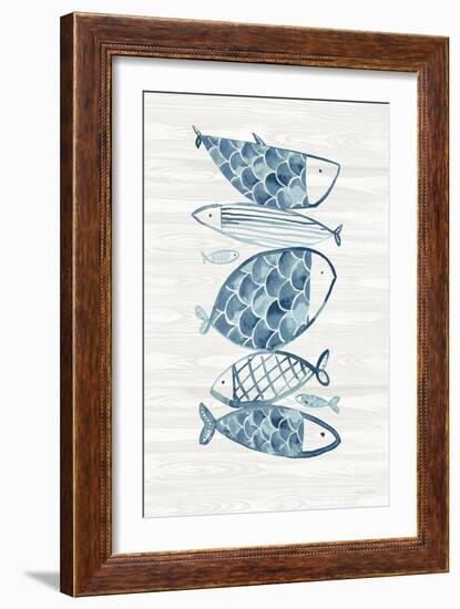 Driftwood Blue Fish I-Mercedes Lopez Charro-Framed Art Print