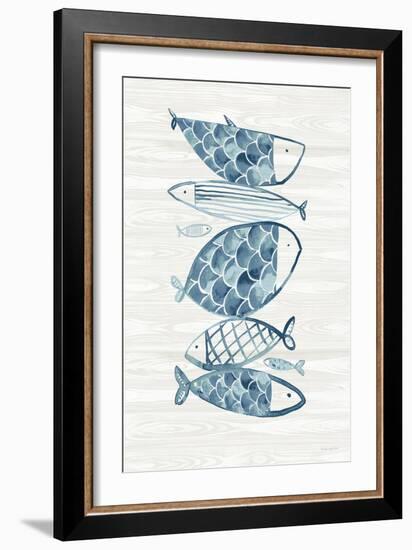 Driftwood Blue Fish I-Mercedes Lopez Charro-Framed Art Print