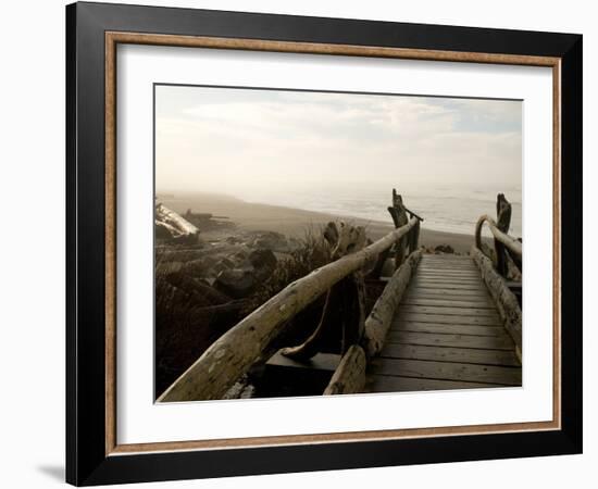 Driftwood Bridge Entrance from Trail, Kalaloch Beach, Olympic National Park, Washington, USA-Trish Drury-Framed Photographic Print