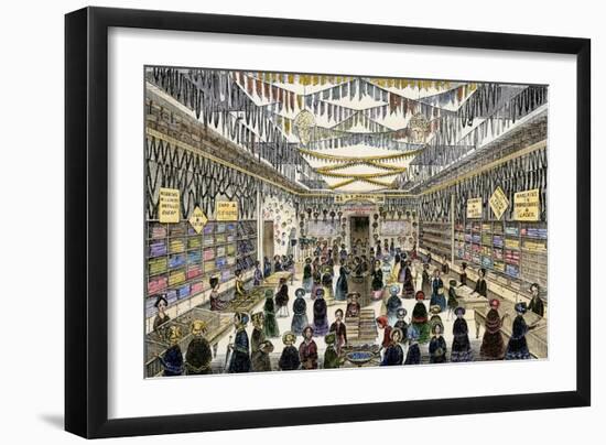 Driggs's Lace and Bonnet Store on Hanover Street, Boston, 1852-null-Framed Giclee Print