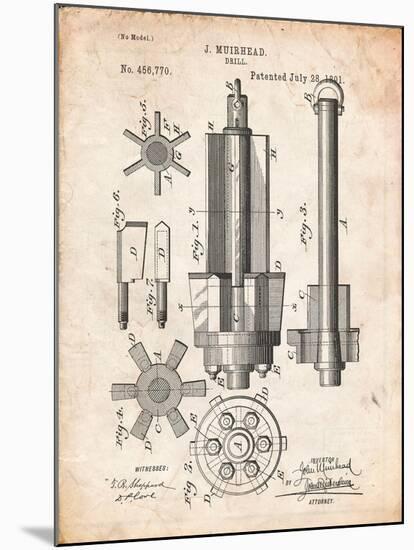 Drill Tool Patent-Cole Borders-Mounted Art Print