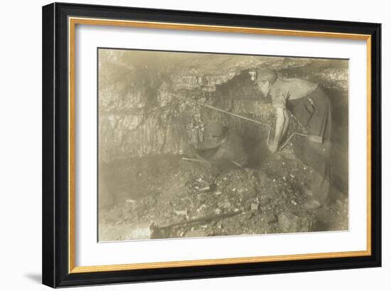 Drilling for a Shot: Old-Fashioned Way of Mining Coal, 1921-Lewis Wickes Hine-Framed Giclee Print