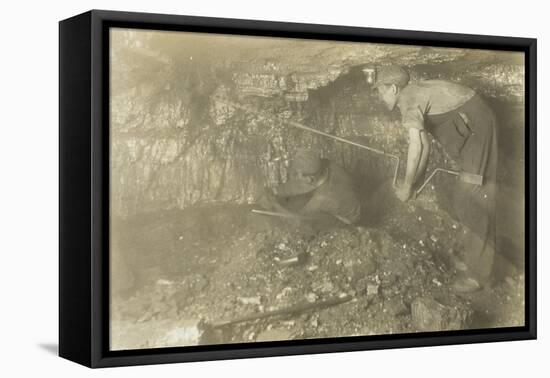 Drilling for a Shot: Old-Fashioned Way of Mining Coal, 1921-Lewis Wickes Hine-Framed Premier Image Canvas
