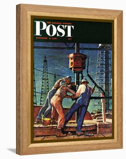 "Drilling for Oil," Saturday Evening Post Cover, November 9, 1946-Mead Schaeffer-Framed Premier Image Canvas