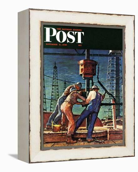 "Drilling for Oil," Saturday Evening Post Cover, November 9, 1946-Mead Schaeffer-Framed Premier Image Canvas