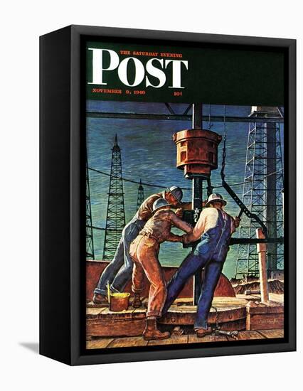 "Drilling for Oil," Saturday Evening Post Cover, November 9, 1946-Mead Schaeffer-Framed Premier Image Canvas