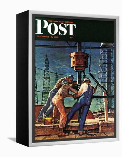 "Drilling for Oil," Saturday Evening Post Cover, November 9, 1946-Mead Schaeffer-Framed Premier Image Canvas