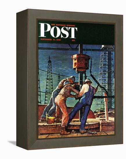 "Drilling for Oil," Saturday Evening Post Cover, November 9, 1946-Mead Schaeffer-Framed Premier Image Canvas