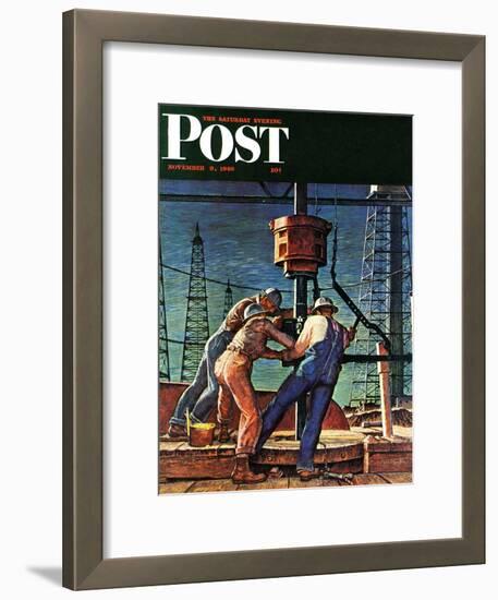 "Drilling for Oil," Saturday Evening Post Cover, November 9, 1946-Mead Schaeffer-Framed Giclee Print