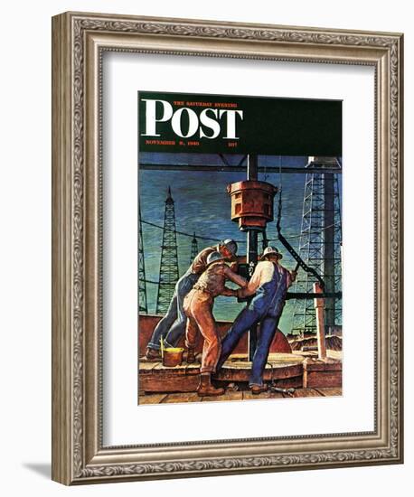 "Drilling for Oil," Saturday Evening Post Cover, November 9, 1946-Mead Schaeffer-Framed Giclee Print