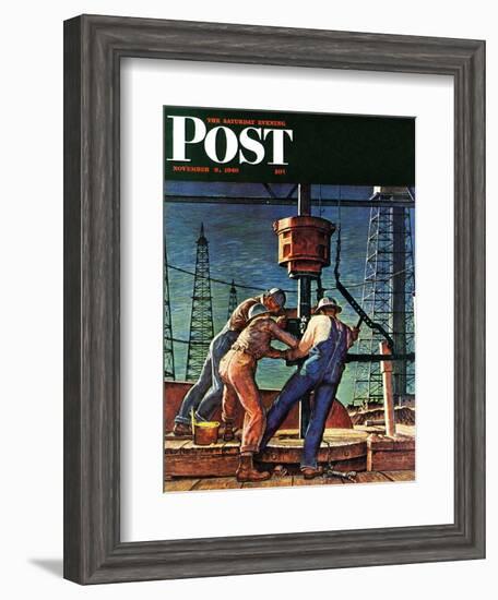 "Drilling for Oil," Saturday Evening Post Cover, November 9, 1946-Mead Schaeffer-Framed Giclee Print