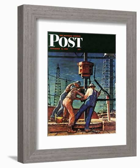 "Drilling for Oil," Saturday Evening Post Cover, November 9, 1946-Mead Schaeffer-Framed Giclee Print