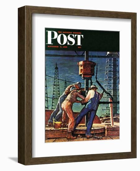 "Drilling for Oil," Saturday Evening Post Cover, November 9, 1946-Mead Schaeffer-Framed Giclee Print