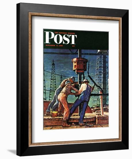 "Drilling for Oil," Saturday Evening Post Cover, November 9, 1946-Mead Schaeffer-Framed Giclee Print