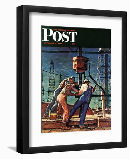 "Drilling for Oil," Saturday Evening Post Cover, November 9, 1946-Mead Schaeffer-Framed Giclee Print