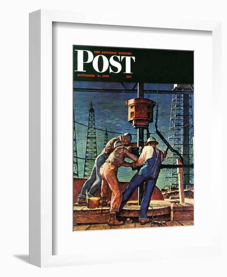 "Drilling for Oil," Saturday Evening Post Cover, November 9, 1946-Mead Schaeffer-Framed Giclee Print