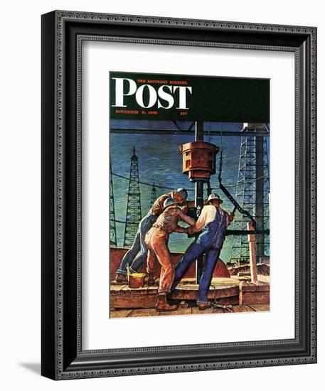 "Drilling for Oil," Saturday Evening Post Cover, November 9, 1946-Mead Schaeffer-Framed Giclee Print