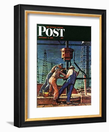 "Drilling for Oil," Saturday Evening Post Cover, November 9, 1946-Mead Schaeffer-Framed Giclee Print