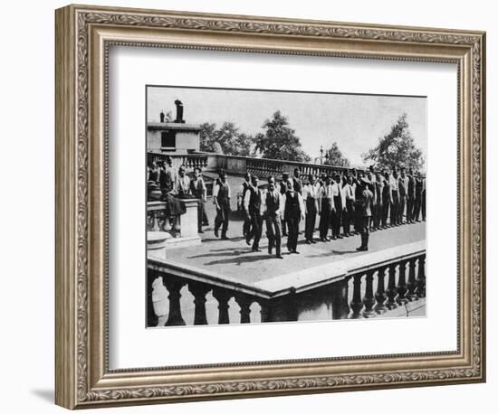 'Drilling Recruits on the roof of Somerset House, London', 1914-Unknown-Framed Photographic Print