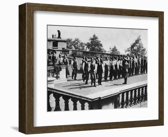 'Drilling Recruits on the roof of Somerset House, London', 1914-Unknown-Framed Photographic Print