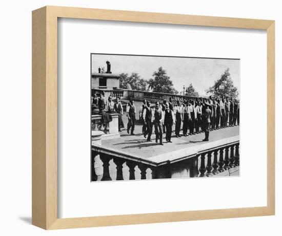 'Drilling Recruits on the roof of Somerset House, London', 1914-Unknown-Framed Photographic Print