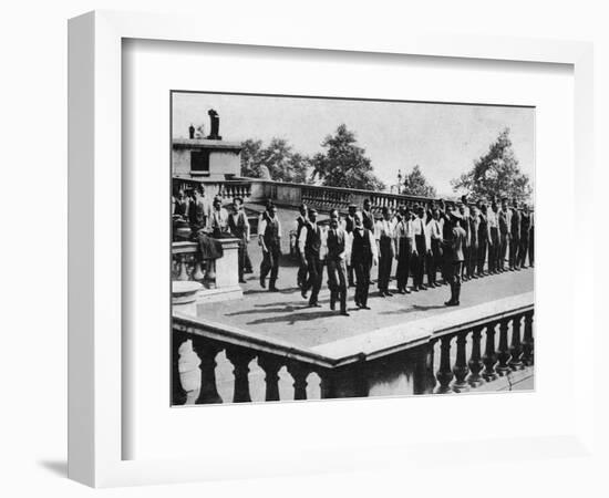 'Drilling Recruits on the roof of Somerset House, London', 1914-Unknown-Framed Photographic Print