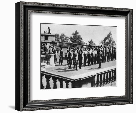 'Drilling Recruits on the roof of Somerset House, London', 1914-Unknown-Framed Photographic Print