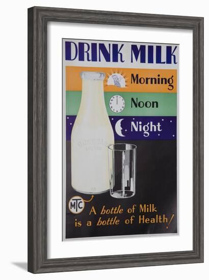 Drink Milk, Morning Noon Night Poster-null-Framed Giclee Print