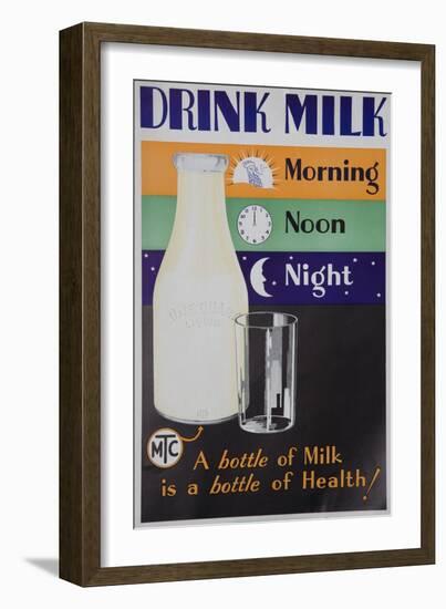 Drink Milk, Morning Noon Night Poster-null-Framed Giclee Print