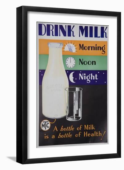 Drink Milk, Morning Noon Night Poster-null-Framed Giclee Print