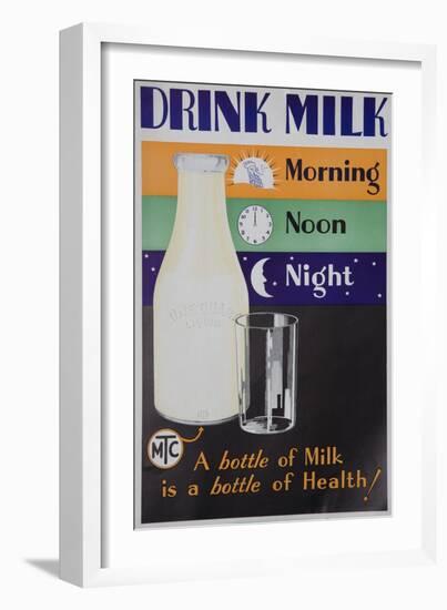 Drink Milk, Morning Noon Night Poster-null-Framed Giclee Print