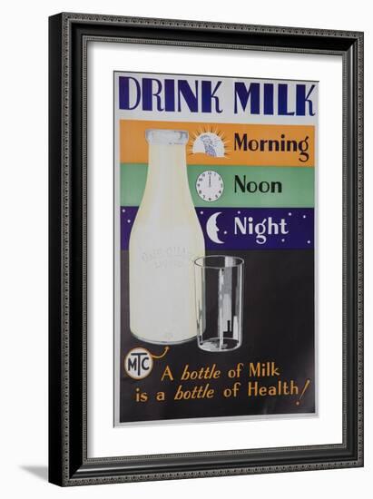 Drink Milk, Morning Noon Night Poster-null-Framed Giclee Print