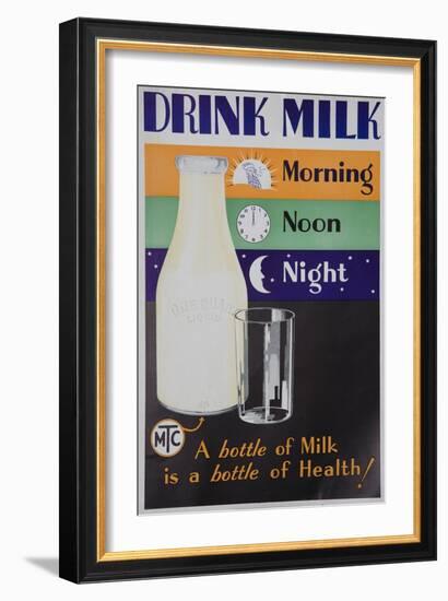 Drink Milk, Morning Noon Night Poster-null-Framed Giclee Print