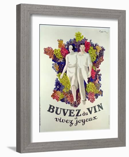 Drink Wine, Live Joyfully', Poster Promoting Wine, 1933-Leonetto Cappiello-Framed Giclee Print