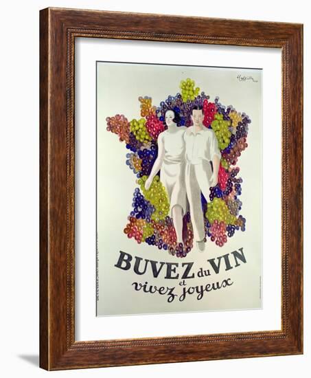 Drink Wine, Live Joyfully', Poster Promoting Wine, 1933-Leonetto Cappiello-Framed Giclee Print