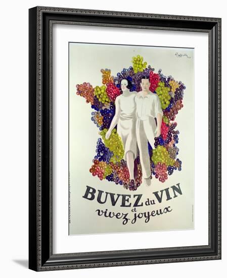 Drink Wine, Live Joyfully', Poster Promoting Wine, 1933-Leonetto Cappiello-Framed Giclee Print